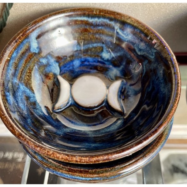 Offering Bowl Blue with Triple Moon Wyn Abbot